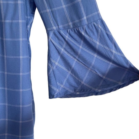 NEW w plastic tag Como Vintage Plaid 3/4 Bell Sleeve Top - Picture 3 of 4